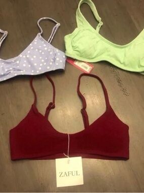 New with Tags- 3 size small bikini tops. (Size 0/2) Brands Xhileration and Zaful